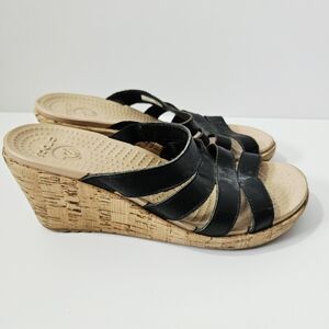 Crocs A Leigh Slip On Wedge Sandals Size 7 Black Shoes
